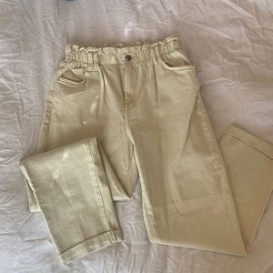 Tan Bershka paper bag pants